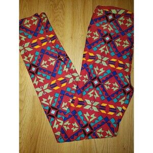 Lularoe OS Leggings Red Aztec style